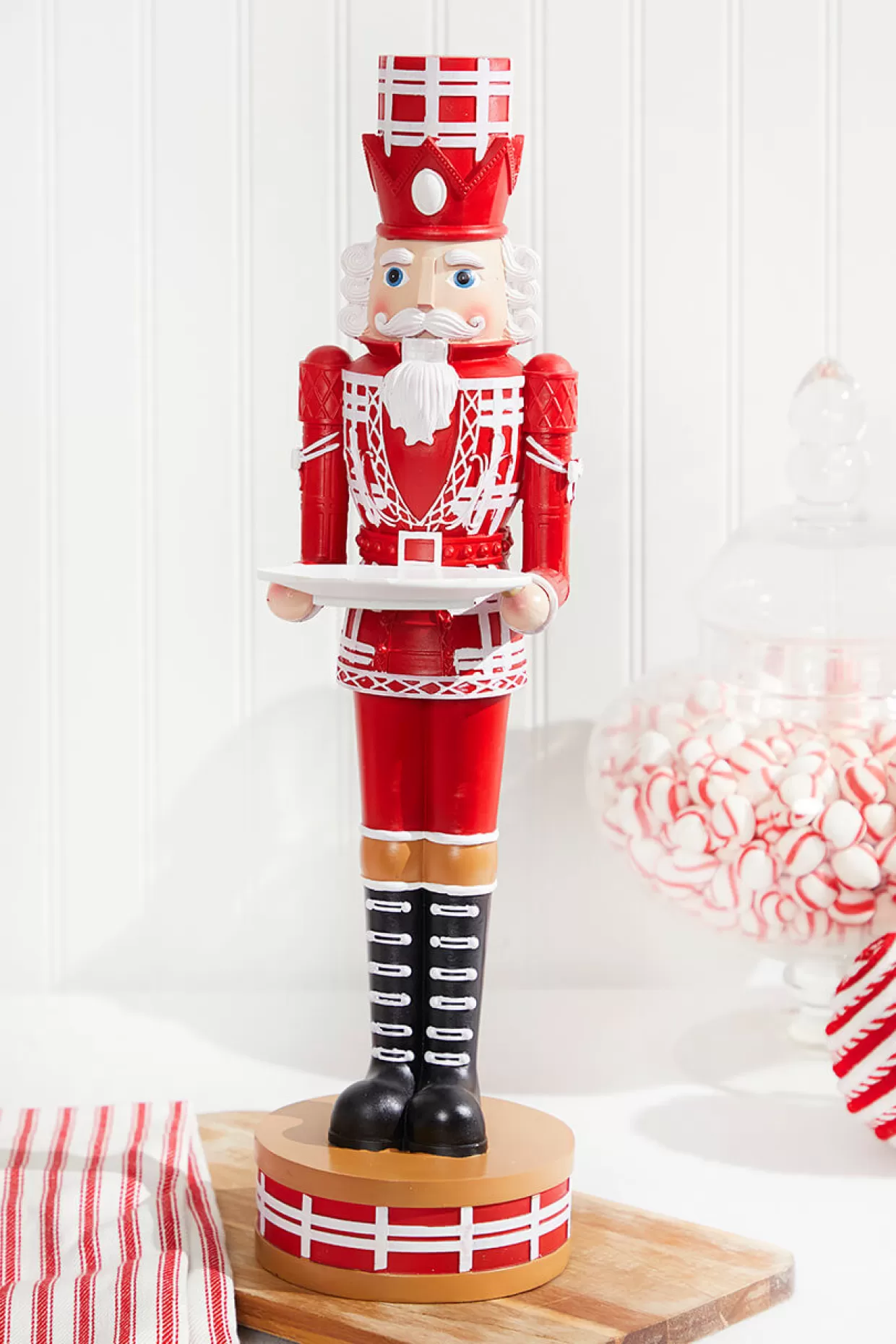 Decorator's Warehouse 20"H Nutcracker With Tray - Red & White