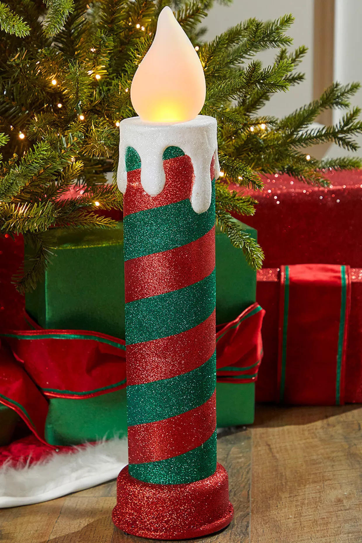 Decorator's Warehouse 24" Mr. Christmas Retro Blow Mold Candle - Red/Green