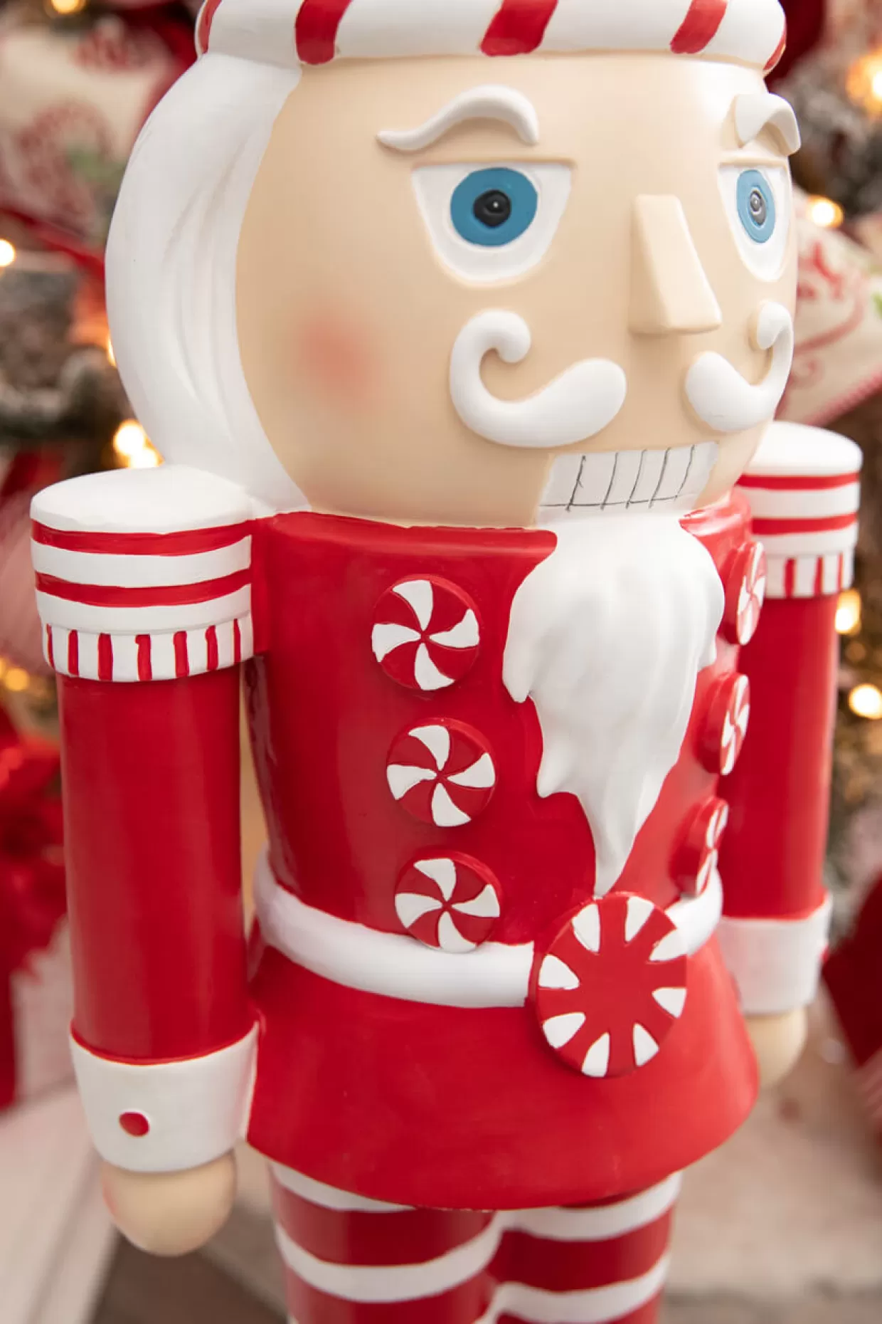Decorator's Warehouse 35.8” Resin Red And White Peppermint Nutcracker Decoration