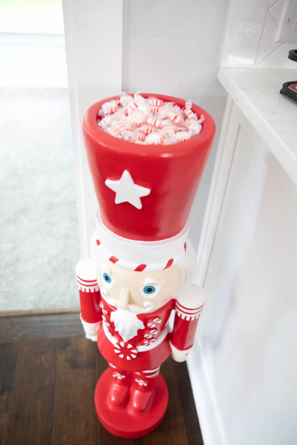 Decorator's Warehouse 35.8” Resin Red And White Peppermint Nutcracker Decoration