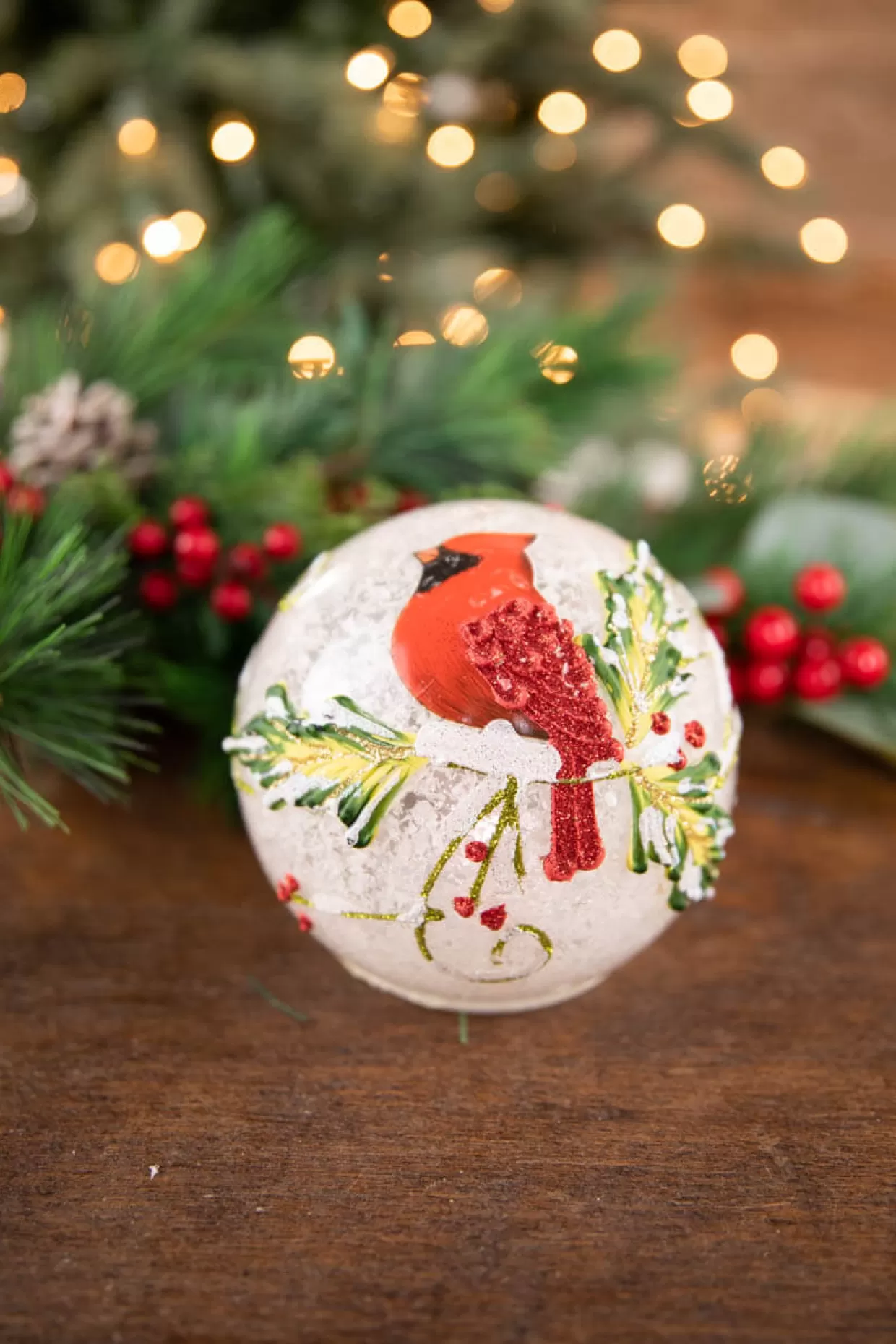 Decorator's Warehouse 4” Small Glass Light Up Cardinal Décor