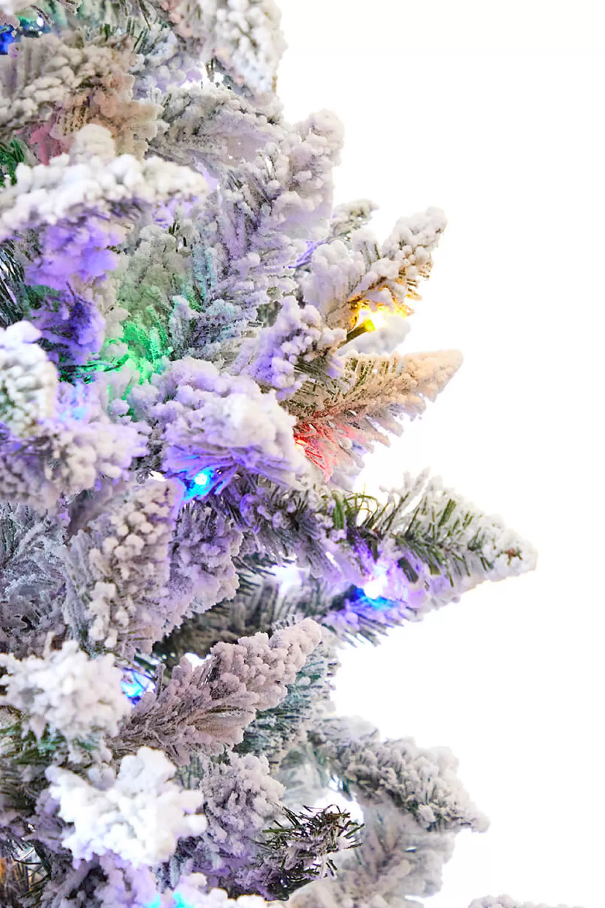 Decorator's Warehouse 7.5' Flocked Aleutian Artificial Christmas Tree With 550 Color-Changing Lights