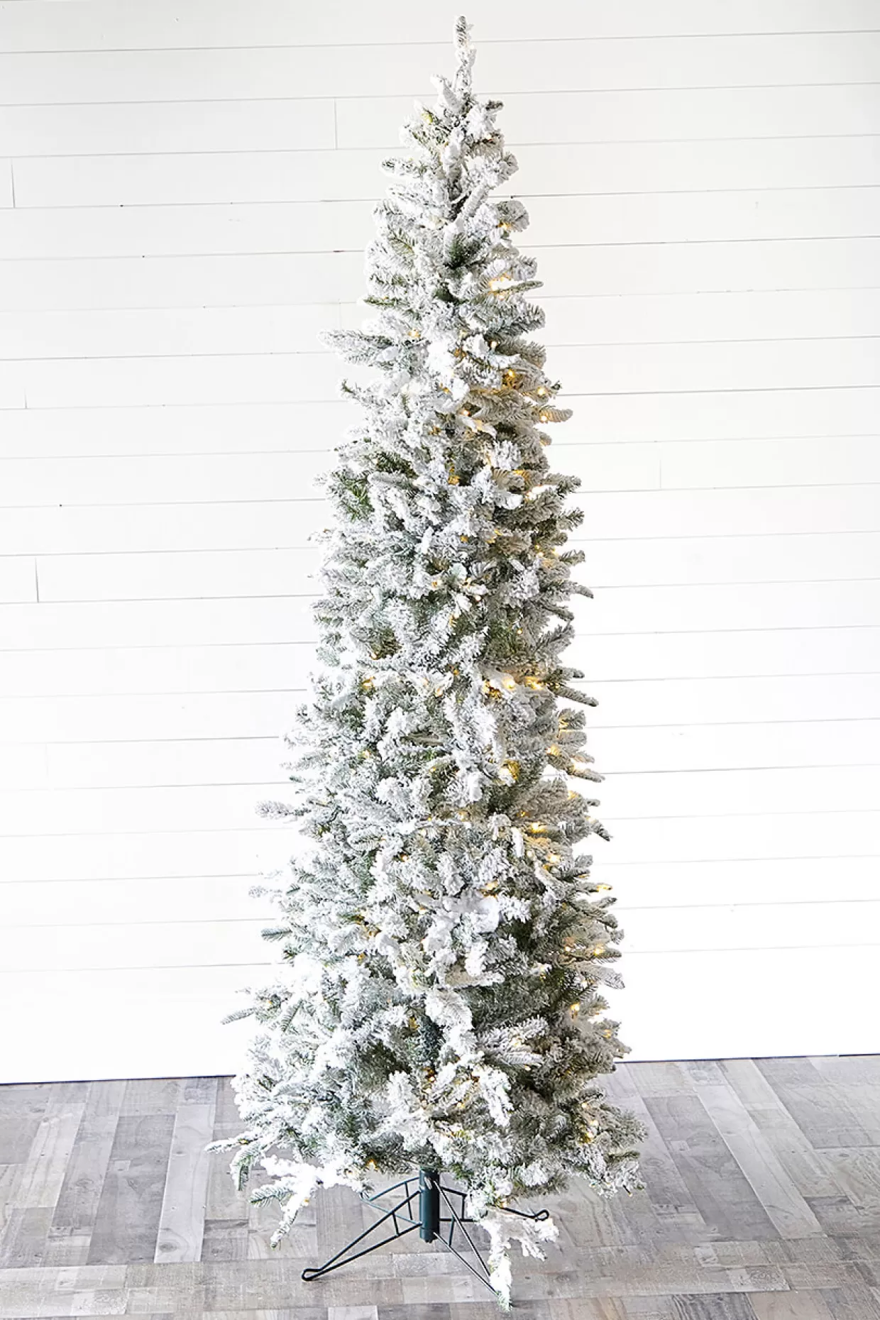 Decorator's Warehouse 7.5' Snowcrest Pencil Pine Artificial Christmas Tree With 500 Color-Changing Lights