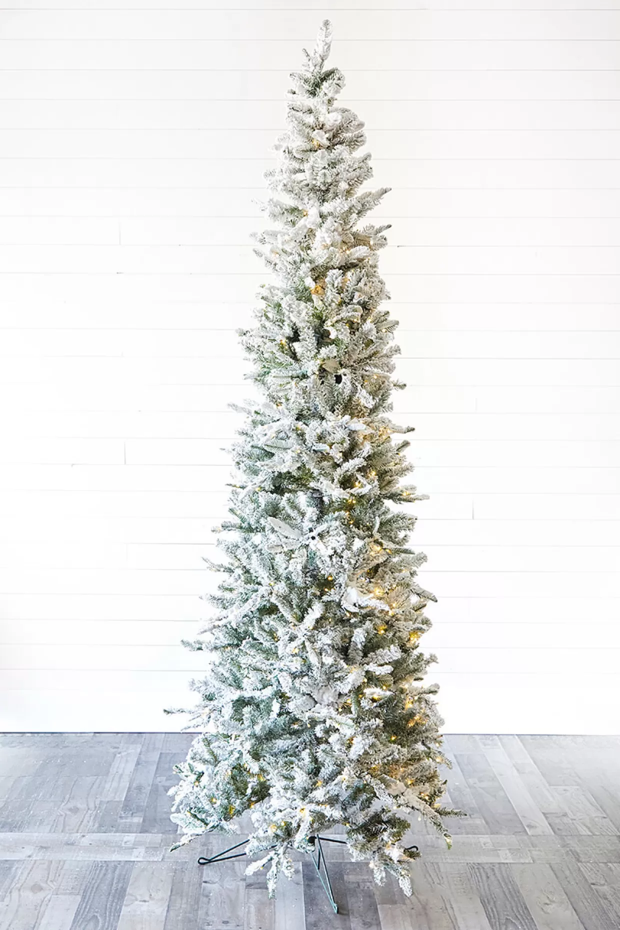 Decorator's Warehouse 9' Snowcrest Pencil Pine Artificial Christmas Tree With 700 Color-Changing Lights