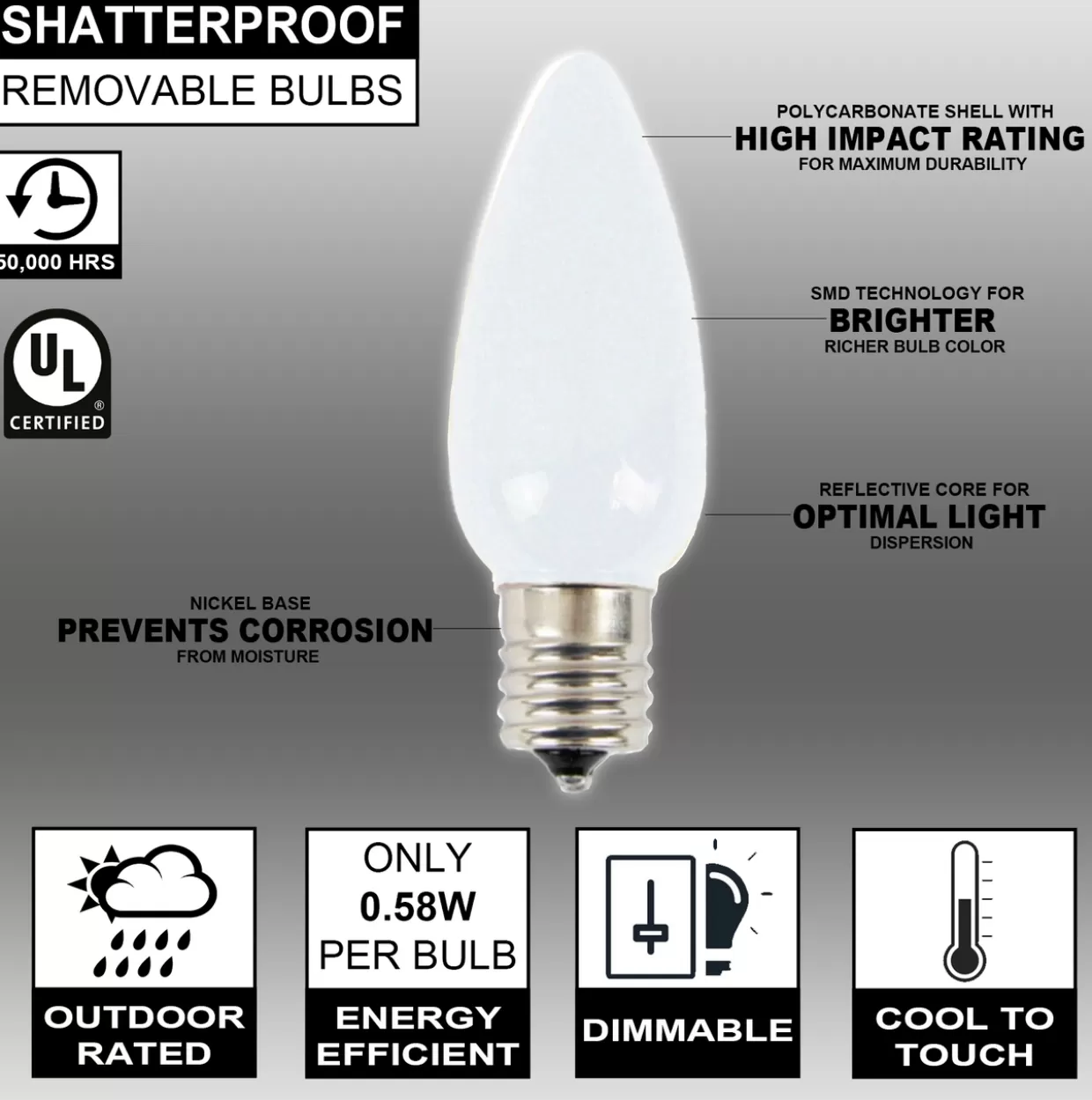 Decorator's Warehouse C9 Wonderful LED SMD Bulb (25 Bulbs/bag) - Frosted, Cool White