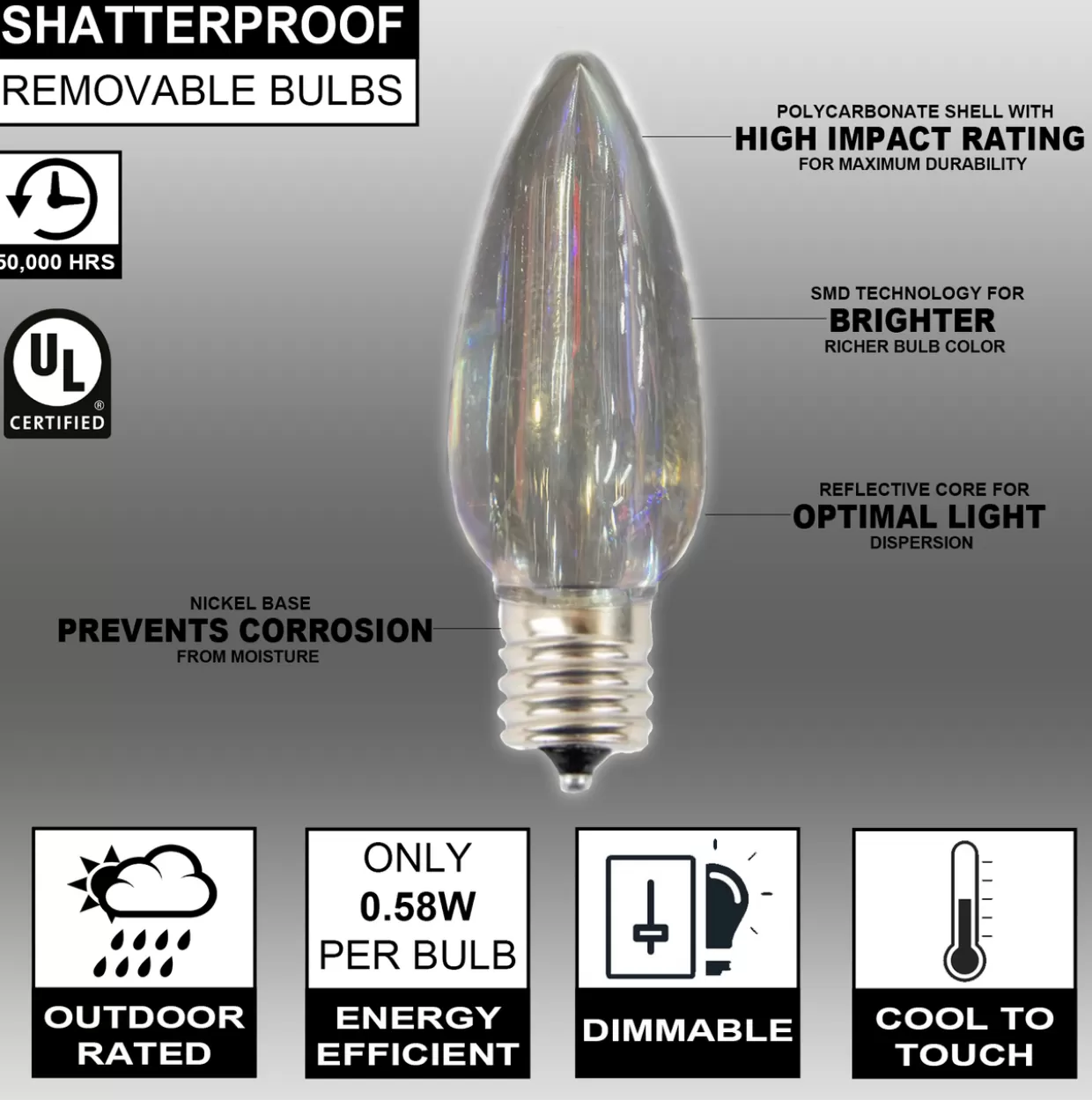 Decorator's Warehouse C9 Wonderful LED SMD Bulb (25 Bulbs/bag) - Smooth, Warm White