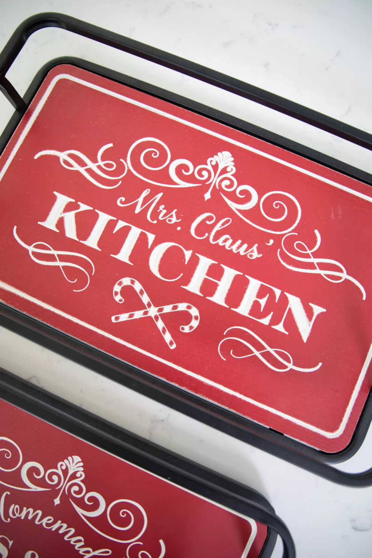 Decorator's Warehouse Metal & Wood Engraved Holiday Trays - Set Of 2
