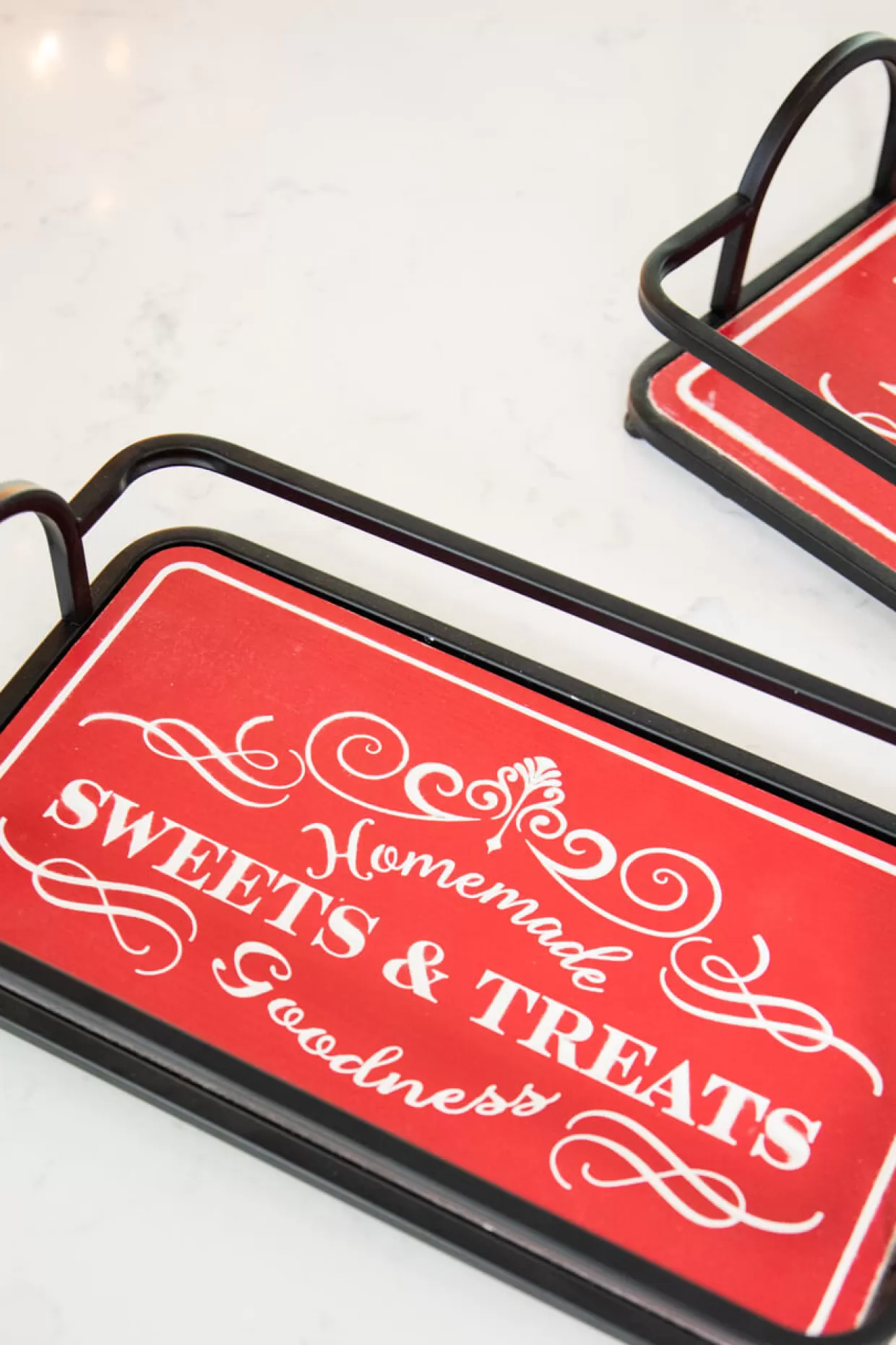 Decorator's Warehouse Metal & Wood Engraved Holiday Trays - Set Of 2